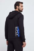 Бавовняна кофта EA7 Emporio Armani чоловіча колір чорний з капюшоном з принтом (3597366) Бавовняна кофта EA7 Emporio Armani чоловіча колір чорний з капюшоном з принтом (3597366)