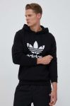 Бавовняна кофта adidas Originals чоловіча колір чорний з капюшоном з принтом (3353977)
