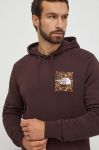 Бавовняна кофта The North Face чоловіча колір коричневий з капюшоном з принтом (3566900)
