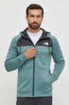 Спортивна кофта The North Face Reaxion колір зелений з капюшоном з принтом Спортивна кофта The North Face Reaxion колір зелений з капюшоном з принтом