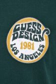 Бавовняний лонгслів Guess колір зелений з аплікацією