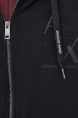 Бавовняна кофта Armani Exchange чоловіча колір чорний з капюшоном Бавовняна кофта Armani Exchange чоловіча колір чорний з капюшоном