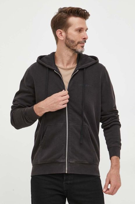 Бавовняна кофта Liu Jo чоловіча колір чорний з капюшоном однотонна (3473522) Бавовняна кофта Liu Jo чоловіча колір чорний з капюшоном однотонна (3473522)