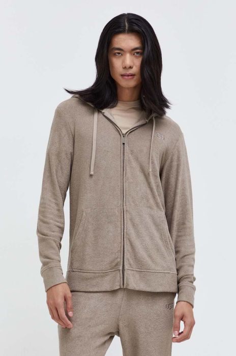 Кофта UGG чоловіча колір сірий з капюшоном однотонна Кофта UGG чоловіча колір сірий з капюшоном однотонна