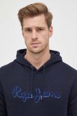 Бавовняна кофта Pepe Jeans RYAN чоловіча колір синій з капюшоном з аплікацією Бавовняна кофта Pepe Jeans RYAN чоловіча колір синій з капюшоном з аплікацією