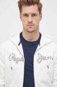 Бавовняна кофта Pepe Jeans Ryan чоловіча колір білий з капюшоном з аплікацією (3499072) Бавовняна кофта Pepe Jeans Ryan чоловіча колір білий з капюшоном з аплікацією (3499072)