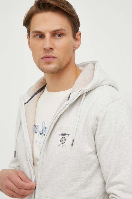Кофта Pepe Jeans Moraes чоловіча колір сірий з капюшоном меланж Кофта Pepe Jeans Moraes чоловіча колір сірий з капюшоном меланж
