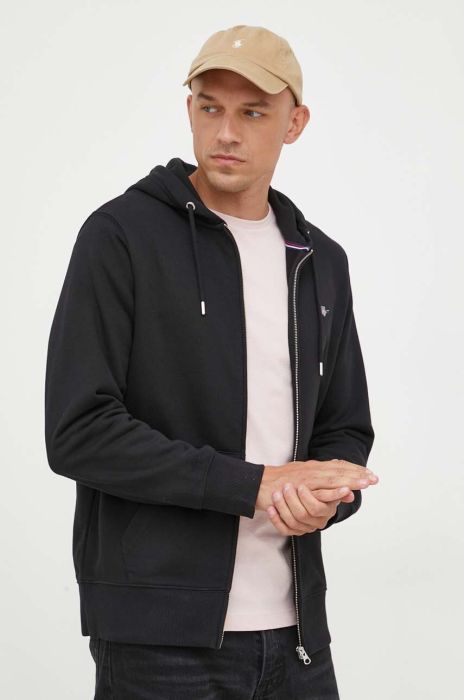 Кофта Gant чоловіча колір чорний з капюшоном однотонна (3341878) Кофта Gant чоловіча колір чорний з капюшоном однотонна (3341878)