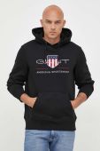 Кофта Gant чоловіча колір чорний з капюшоном з аплікацією (3337928)