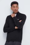 Светр з домішкою вовни Boss Green BOSS GREEN чоловічий колір чорний легкий півгольф Светр з домішкою вовни Boss Green BOSS GREEN чоловічий колір чорний легкий півгольф