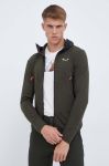 Спортивна кофта Salewa Lavaredo Hemp колір зелений з капюшоном однотонна Спортивна кофта Salewa Lavaredo Hemp колір зелений з капюшоном однотонна