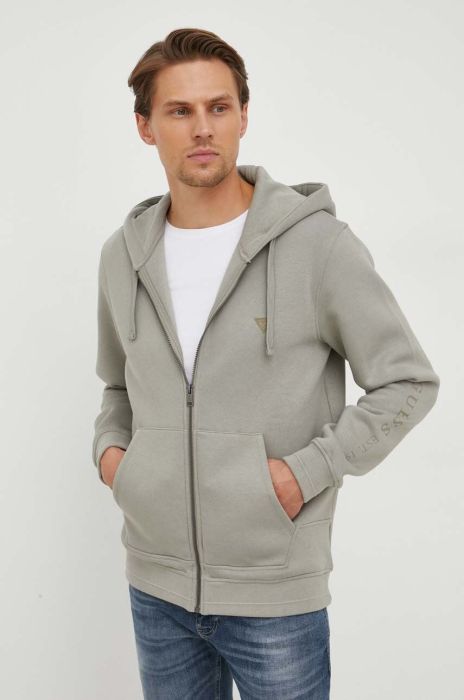 Кофта Guess чоловіча колір зелений з капюшоном однотонна (3574326) Кофта Guess чоловіча колір зелений з капюшоном однотонна (3574326)