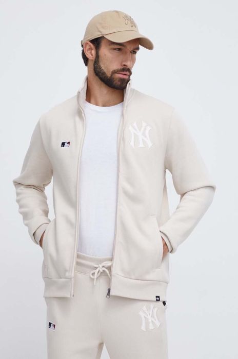 Кофта 47brand MLB New York Yankees чоловіча колір бежевий з аплікацією Кофта 47brand MLB New York Yankees чоловіча колір бежевий з аплікацією