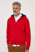 Кофта Polo Ralph Lauren чоловіча колір червоний з капюшоном однотонна