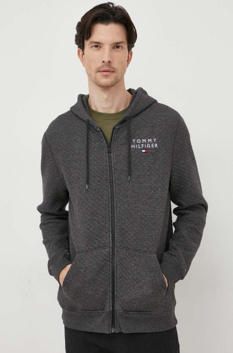 Кофта Tommy Hilfiger чоловіча колір сірий з капюшоном однотонна (3553713) Кофта Tommy Hilfiger чоловіча колір сірий з капюшоном однотонна (3553713)