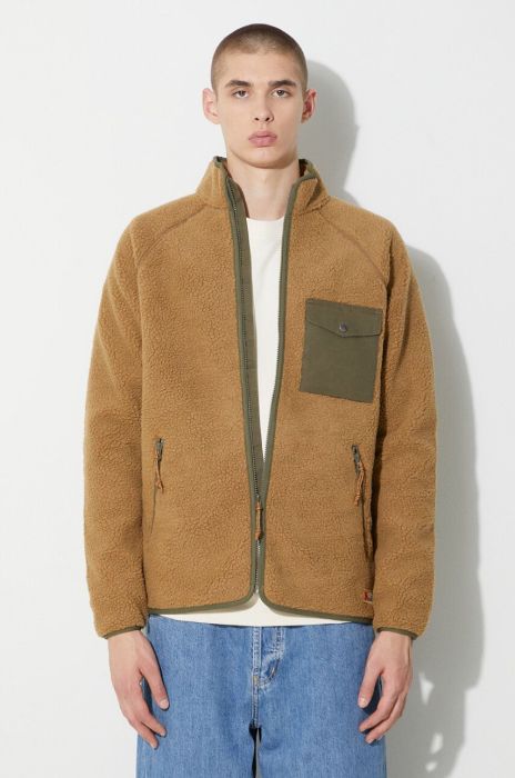 Кофта Fjallraven Vardag Pile чоловіча колір коричневий візерунок Кофта Fjallraven Vardag Pile чоловіча колір коричневий візерунок