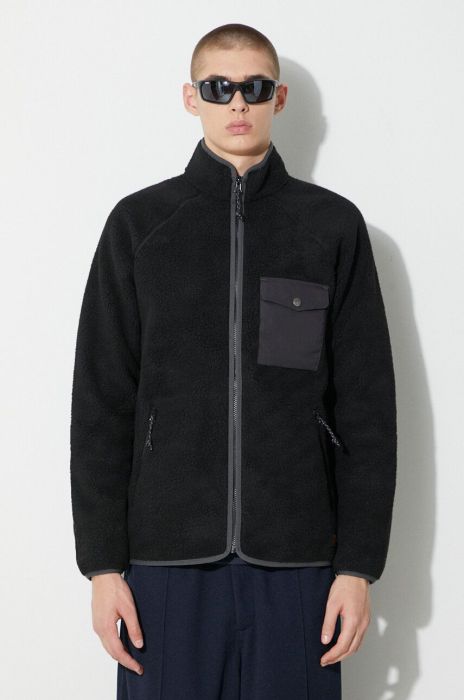 Кофта Fjallraven Vardag Pile чоловіча колір чорний однотонна Кофта Fjallraven Vardag Pile чоловіча колір чорний однотонна