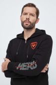 Бавовняна кофта Rossignol HERO чоловіча колір чорний з капюшоном з принтом (3649485) Бавовняна кофта Rossignol HERO чоловіча колір чорний з капюшоном з принтом (3649485)