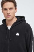 Кофта adidas колір чорний з капюшоном однотонна