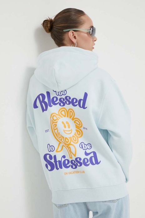 Кофта On Vacation з капюшоном з принтом колір блакитний Кофта On Vacation з капюшоном з принтом колір блакитний
