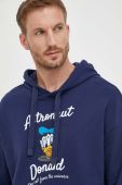 Бавовняна кофта United Colors of Benetton x Disney колір синій з капюшоном з принтом