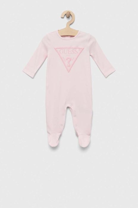 Дитячі бавовняні повзунки Guess колір рожевий (3337972)