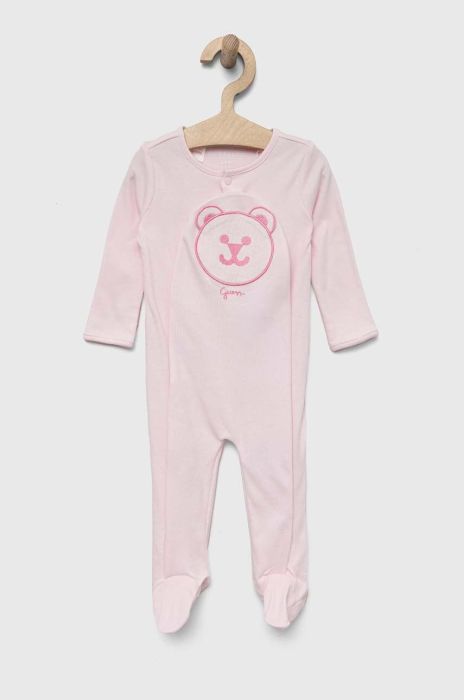 Дитячі бавовняні повзунки Guess колір рожевий (3327591)