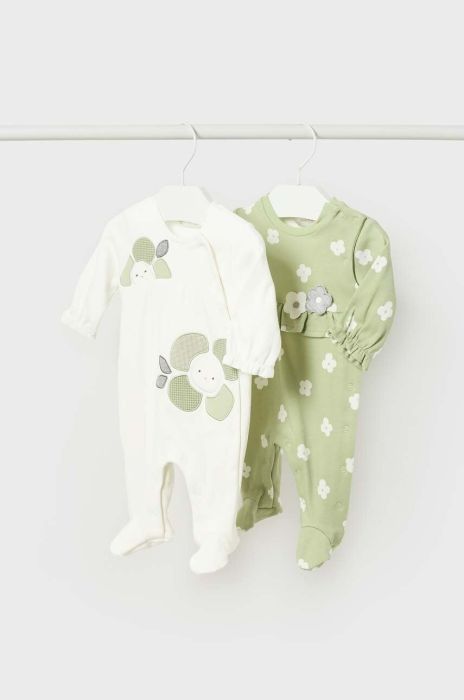 Дитячі бавовняні повзунки Mayoral Newborn 2-pack колір зелений (3428132)