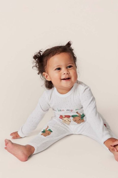 Бавовняний ромпер для немовлят Konges Sl?jd колір білий (3590830) Бавовняний ромпер для немовлят Konges Sl?jd колір білий (3590830)