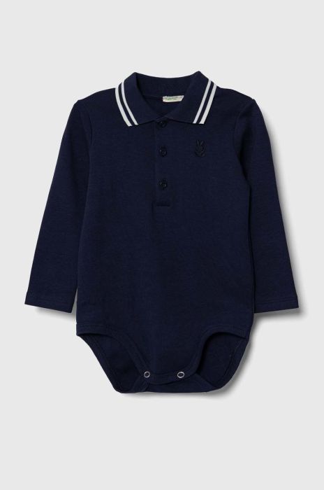 Дитяче бавовняне боді United Colors of Benetton колір темно-синій (3388372)