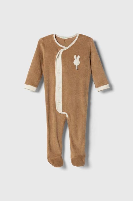 Дитячі бавовняні повзунки United Colors of Benetton колір бежевий (3546282)