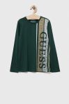 Дитячий бавовняний лонгслів Guess колір зелений з принтом (3321932) Дитячий бавовняний лонгслів Guess колір зелений з принтом (3321932)