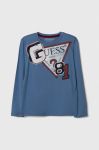 Дитячий бавовняний лонгслів Guess з принтом колір блакитний (3403384) Дитячий бавовняний лонгслів Guess з принтом колір блакитний (3403384)