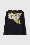 Дитячий бавовняний лонгслів Guess колір синій з принтом (3403378) Дитячий бавовняний лонгслів Guess колір синій з принтом (3403378)