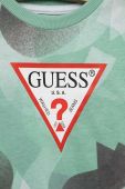 Дитячий бавовняний лонгслів Guess колір бірюзовий візерунок