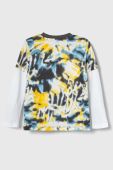 Дитячий бавовняний лонгслів Guess колір жовтий візерунок Дитячий бавовняний лонгслів Guess колір жовтий візерунок