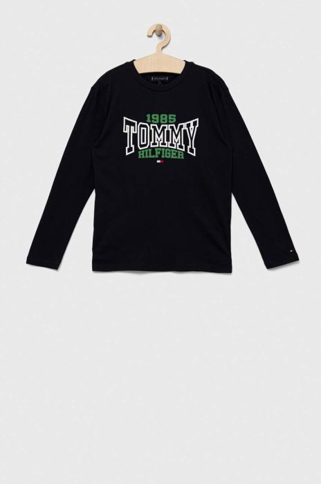 Дитячий бавовняний лонгслів Tommy Hilfiger колір синій з принтом (3316173) Дитячий бавовняний лонгслів Tommy Hilfiger колір синій з принтом (3316173)