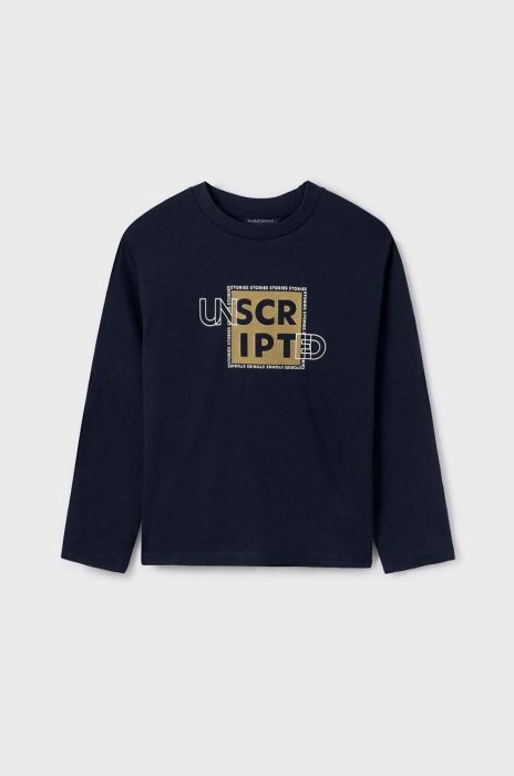 Дитячий бавовняний лонгслів Mayoral колір синій з принтом (3418981) Дитячий бавовняний лонгслів Mayoral колір синій з принтом (3418981)