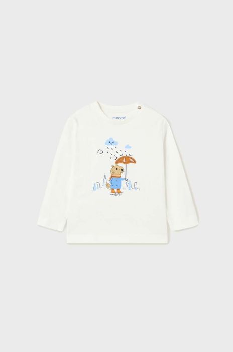 Бавовняний лонгслів для немовлят Mayoral колір бежевий з принтом (3419072) Бавовняний лонгслів для немовлят Mayoral колір бежевий з принтом (3419072)
