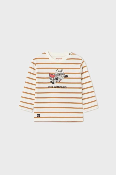 Бавовняний лонгслів для немовлят Mayoral колір бежевий візерунок (3419174)