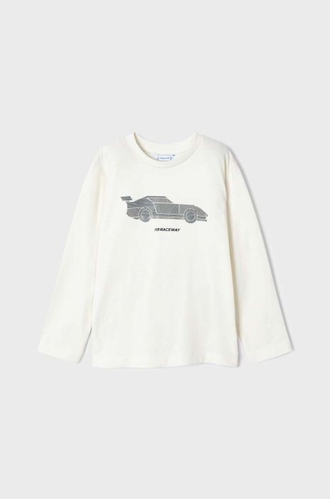 Дитячий бавовняний лонгслів Mayoral колір бежевий з принтом (3407490) Дитячий бавовняний лонгслів Mayoral колір бежевий з принтом (3407490)