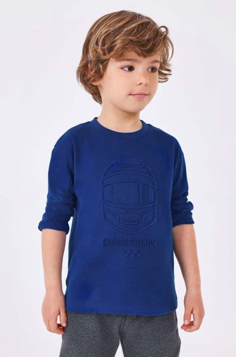 Дитячий бавовняний лонгслів Mayoral з принтом колір блакитний (3407514) Дитячий бавовняний лонгслів Mayoral з принтом колір блакитний (3407514)