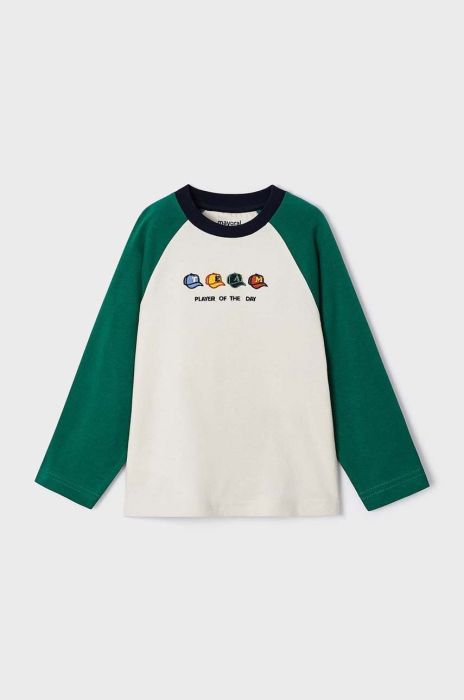 Дитячий бавовняний лонгслів Mayoral колір зелений візерунок Дитячий бавовняний лонгслів Mayoral колір зелений візерунок