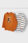 Дитячий бавовняний лонгслів Mayoral 2-pack колір помаранчевий візерунок Дитячий бавовняний лонгслів Mayoral 2-pack колір помаранчевий візерунок