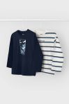 Дитячий бавовняний лонгслів Mayoral 2-pack колір синій візерунок