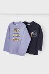 Дитячий бавовняний лонгслів Mayoral 2-pack колір фіолетовий з принтом