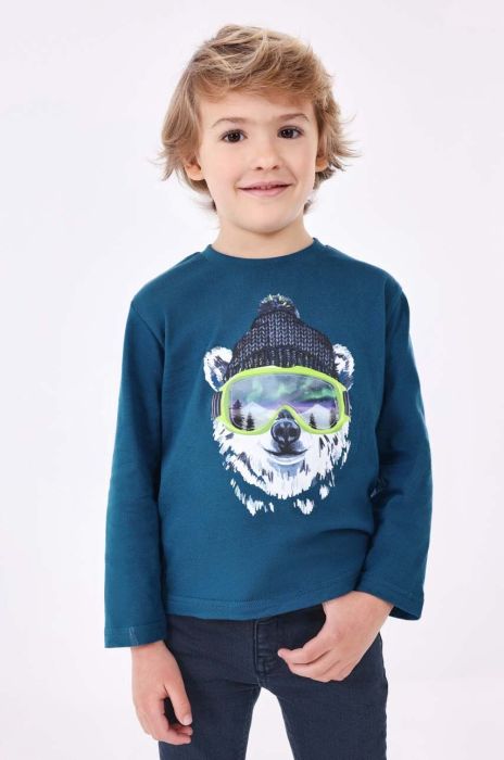 Дитячий бавовняний лонгслів Mayoral з принтом колір блакитний (3407889) Дитячий бавовняний лонгслів Mayoral з принтом колір блакитний (3407889)