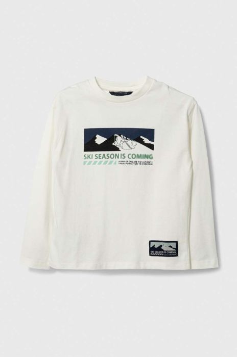 Дитячий бавовняний лонгслів Mayoral колір бежевий з принтом (3408052) Дитячий бавовняний лонгслів Mayoral колір бежевий з принтом (3408052)