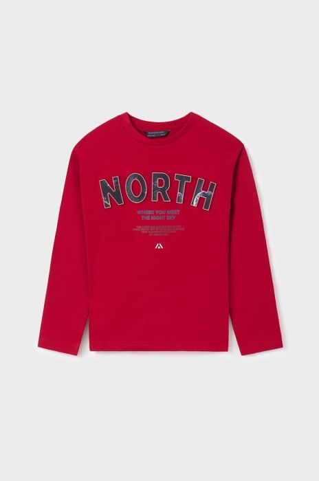 Дитячий бавовняний лонгслів Mayoral колір червоний з принтом (3437240) Дитячий бавовняний лонгслів Mayoral колір червоний з принтом (3437240)