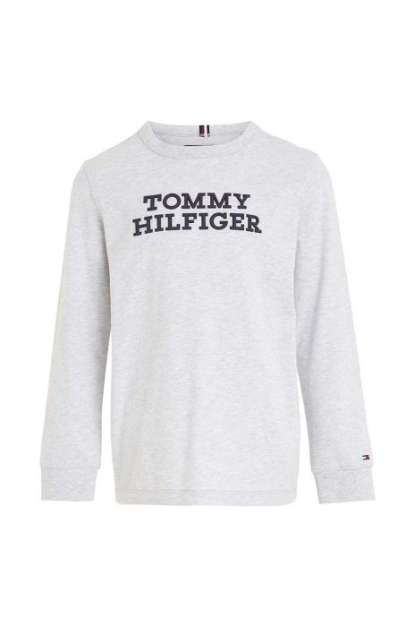 Дитячий бавовняний лонгслів Tommy Hilfiger колір сірий меланж Дитячий бавовняний лонгслів Tommy Hilfiger колір сірий меланж